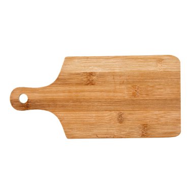 Beyaz arkaplandaki izole ahşap kesme tahtası