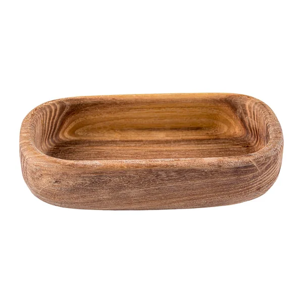 Isolated brown empty natural wooden bowl — Stock Photo, Image