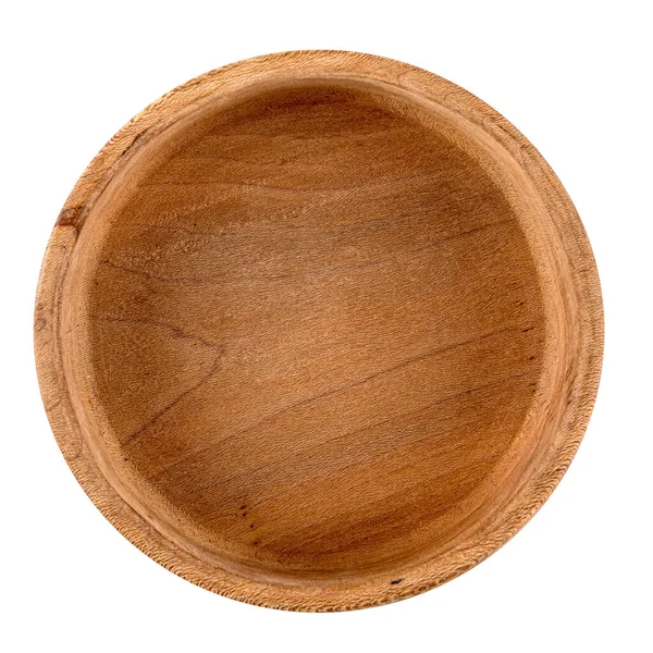 Изолированная коричневая пустая натуральная деревянная чаша — стоковое фото