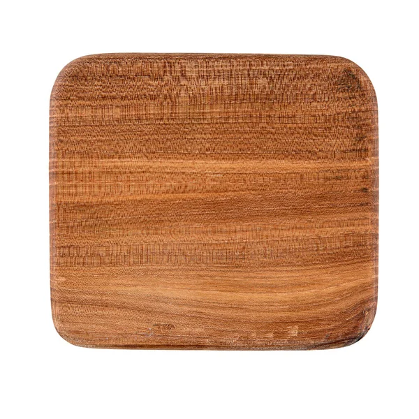Geïsoleerde bruine vierkante natuurlijke houten schaal — Stockfoto