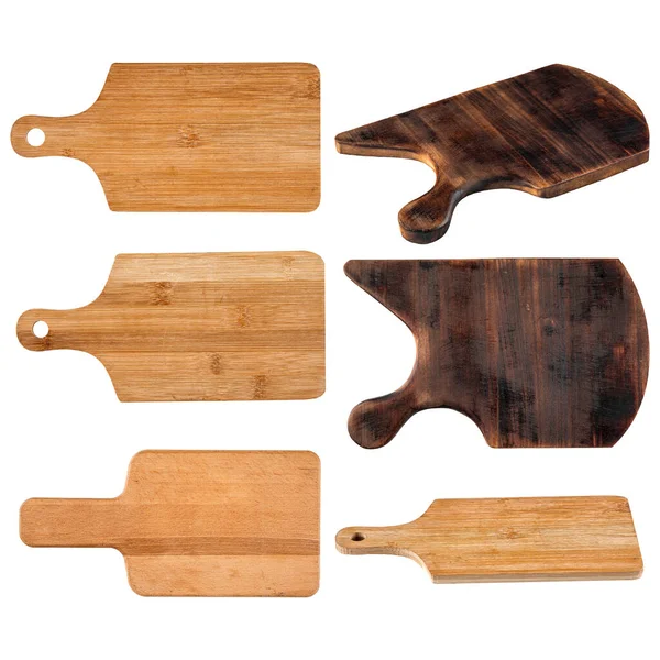 Isolated wooden chopping boards collage set — Stock Photo, Image