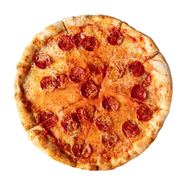 Isolierte Pfefferoni frisch gebackene Pizza — Stockfoto