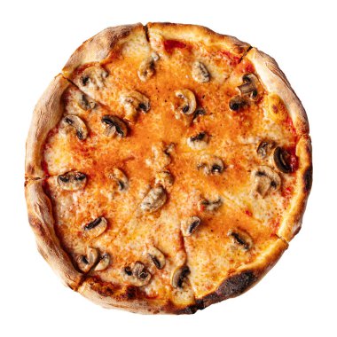 Mantarlı ve peynirli taze pizza.