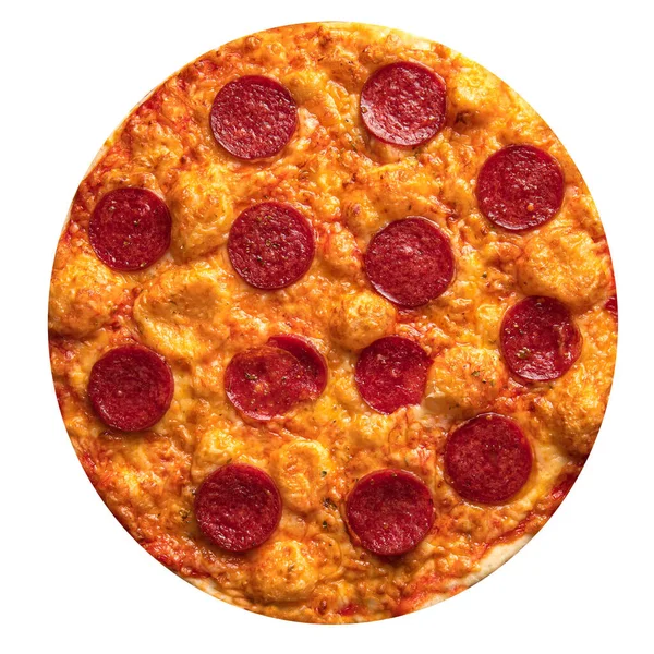 Isolierte Pfefferoni-Pizza mit Salami — Stockfoto