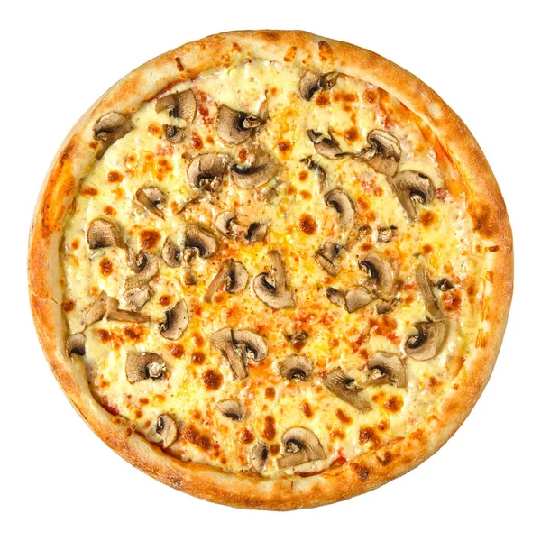 Pizza fresca isolada com cogumelos e queijo — Fotografia de Stock