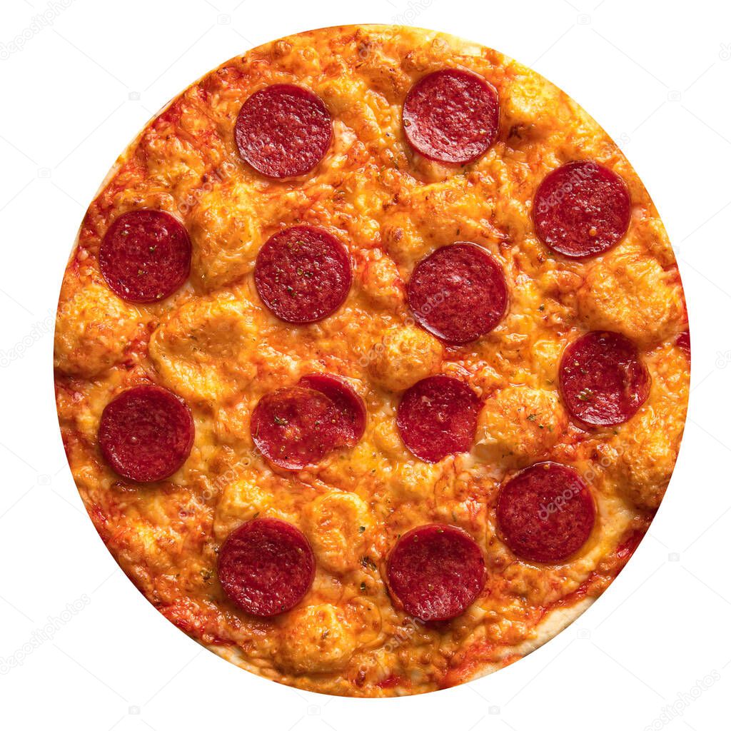 Isolated pepperoni pizza with salami