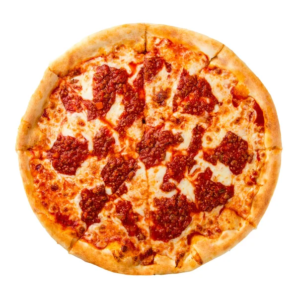 Isolierte italienische scharfe arrabbiata Sauce Pizza — Stockfoto