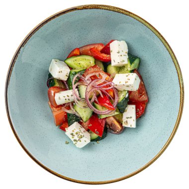 Tenha bir porsiyon taze sebze Yunan salatası.