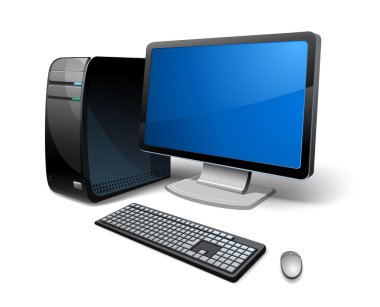 vektör çizim pc bilgisayar, monitör.