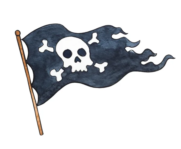 海賊旗。水彩イラスト. — ストック写真
