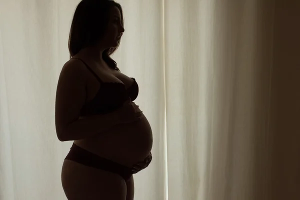 Silhouette d'une femme enceinte — Photo