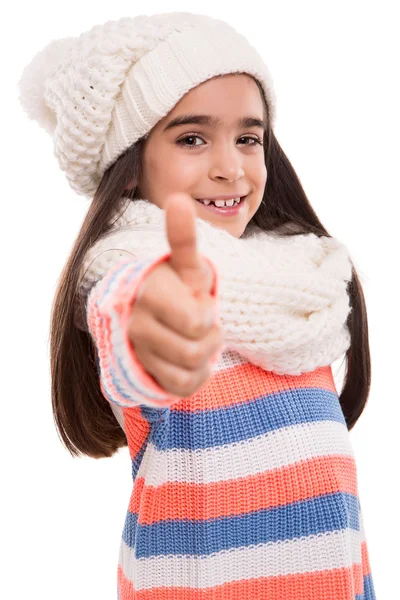 Girl doing thumbs up — Stock Photo, Image