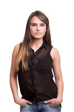 kadın beyaz üzerinde poz