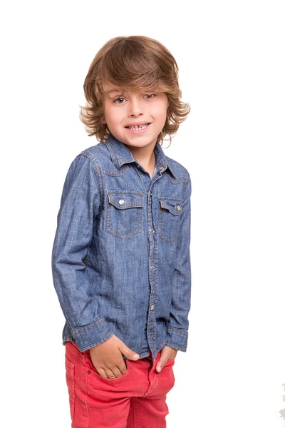 Boy posing over white — Stock Photo, Image