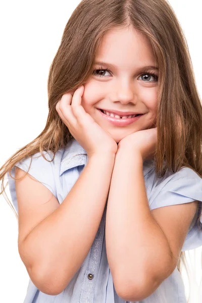 Menina posando sobre branco — Fotografia de Stock