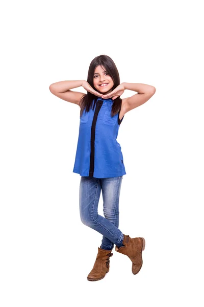 Girl posing over white — Stock Photo, Image