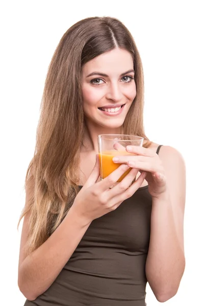 Ragazza che beve succo — Foto Stock