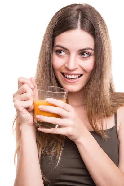 Juice för flickdrickande — Stockfoto