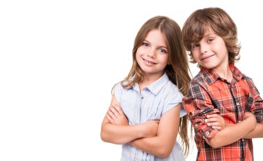 Kids posing over white clipart