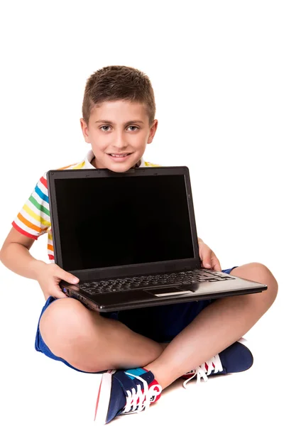 Kid using a computer — Stock Photo, Image