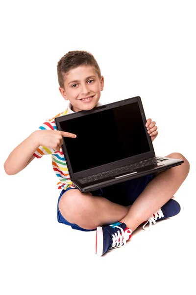 Kid using a computer — Stock Photo, Image