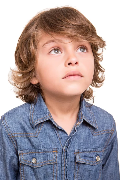 Çocuk üzerinde beyaz düşünme — Stok fotoğraf