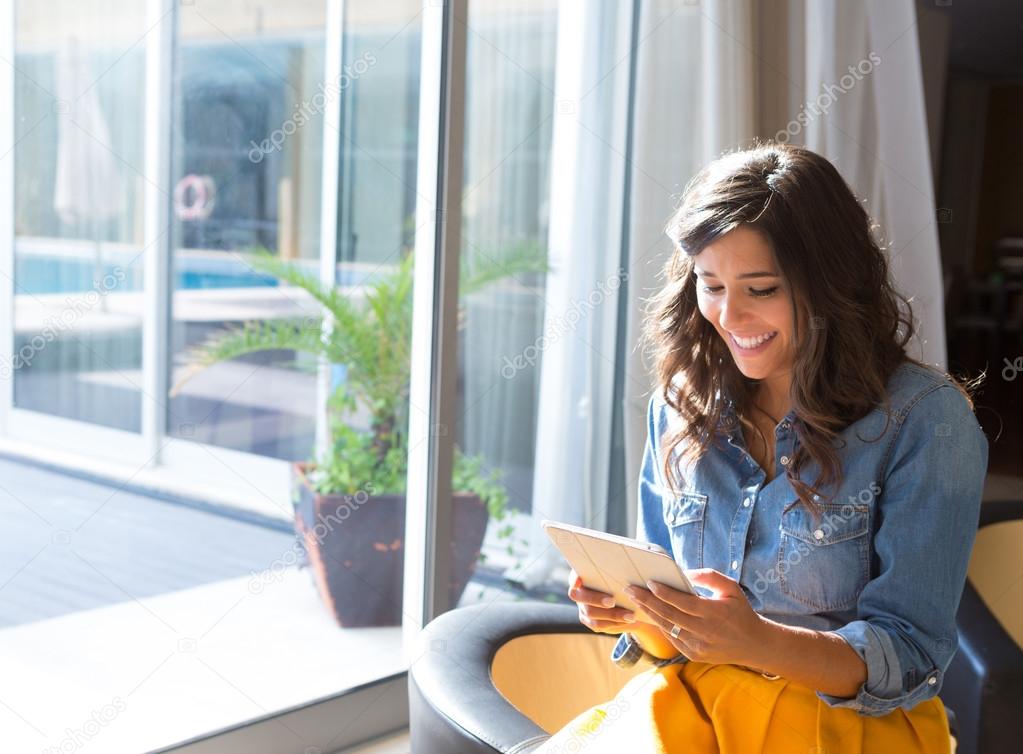 Woman using tablet