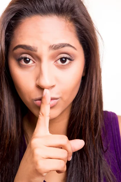 Woman doing shut up — Stock Photo, Image