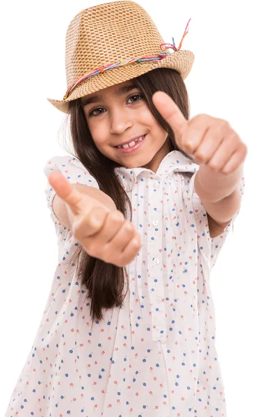 Menina fazendo polegares para cima — Fotografia de Stock