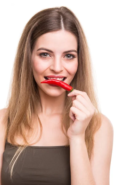 Woman with pepper — Stock Photo, Image