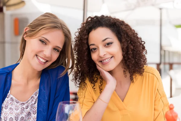 Multi-ethnic friends at bar's balcony — Stock Photo, Image