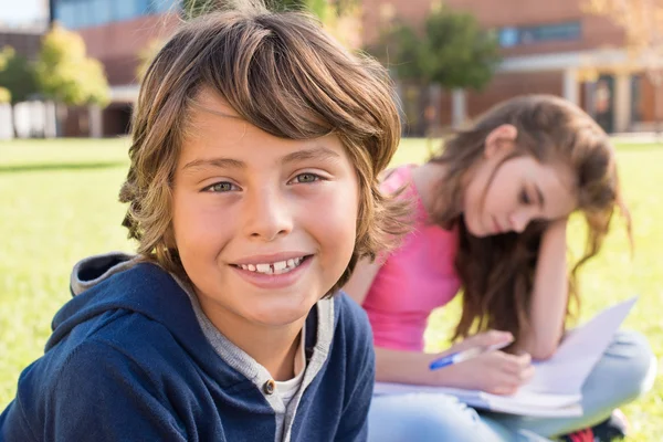 Young boy on school campus — Stock Photo, Image