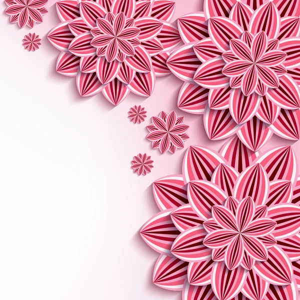 Modern background with pink 3d paper flowers — Stock Vector
