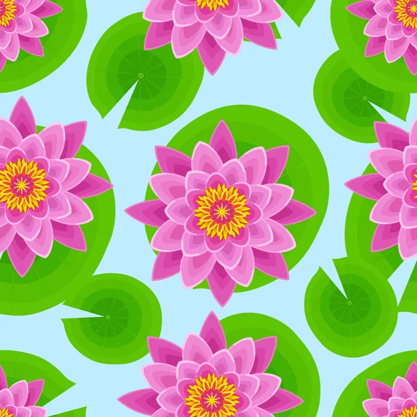 Background seamless pattern with pink lotus — Stock Vector
