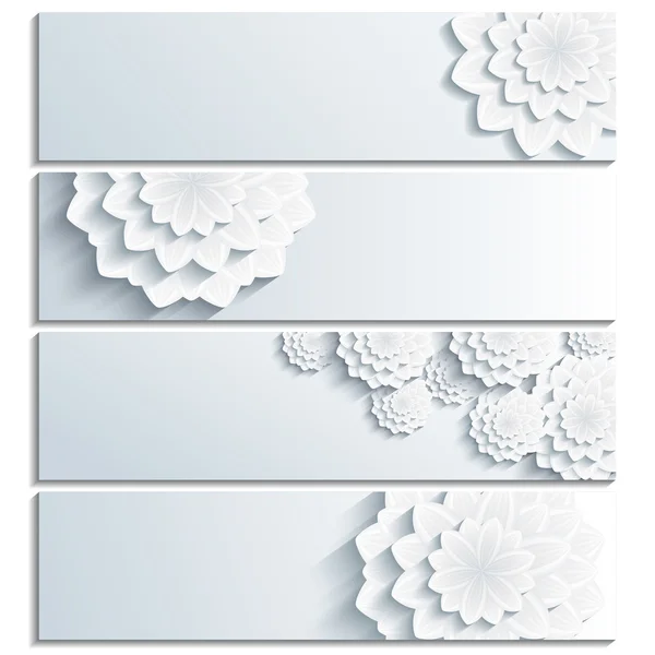 Set of grey banner with 3d flower chrysanthemum — Stock Photo, Image