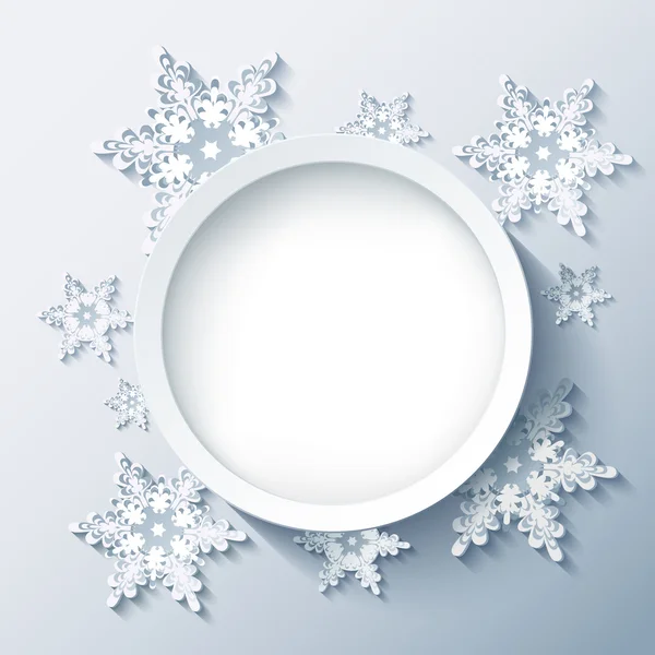 Winter modern background grey, 3d snowflakes — Stock Vector