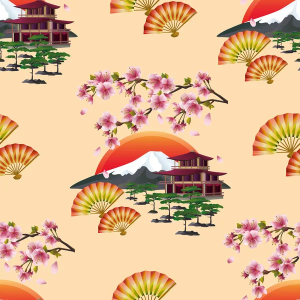 Hermoso patrón japonés sin costura con sakura — Archivo Imágenes Vectoriales