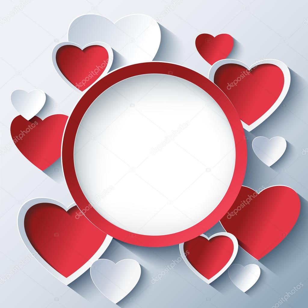 Download Valentines Day Background Frame With 3d Hearts Stock Vector Image By C Silvionka 57866703