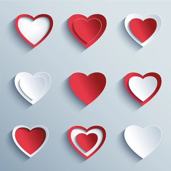 紙の心、バレンタインデーのためのデザイン要素のセット — ストックベクタ