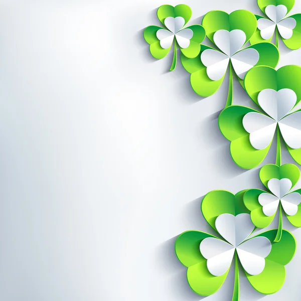 Stylish St. Patrick 's day card with grey and green leaf clover — стоковый вектор