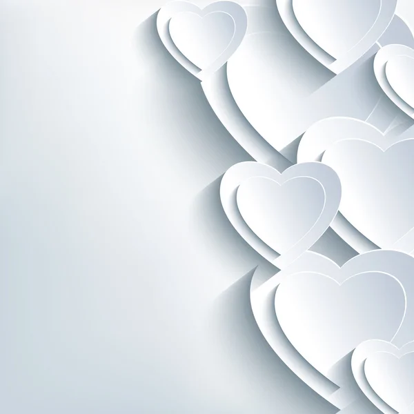 Modern background grey with paper 3d hearts — Stock Vector