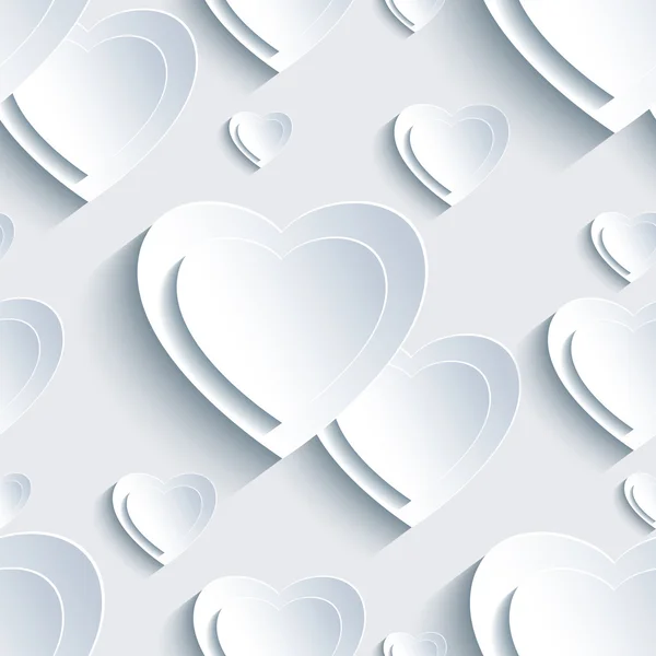 Grey Valentine's Day seamless pattern with 3d hearts — Stock Vector