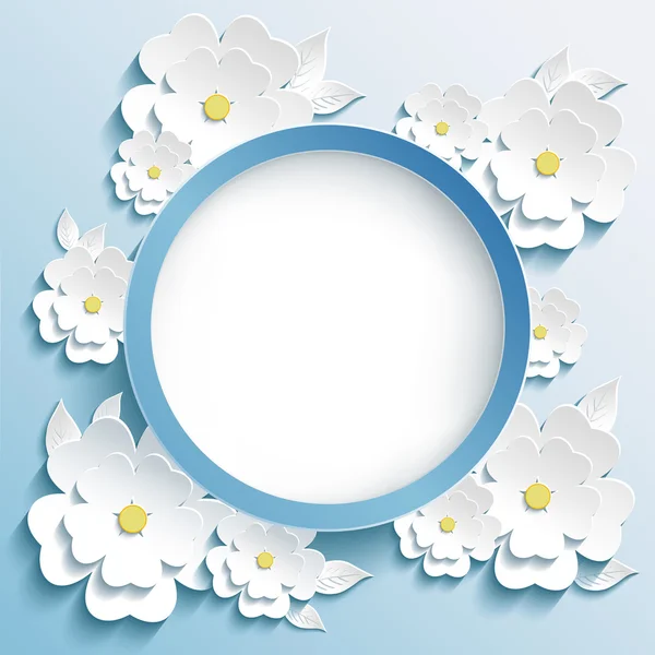 Begroeting of uitnodiging kaart, frame met 3D-sakura — Stockvector