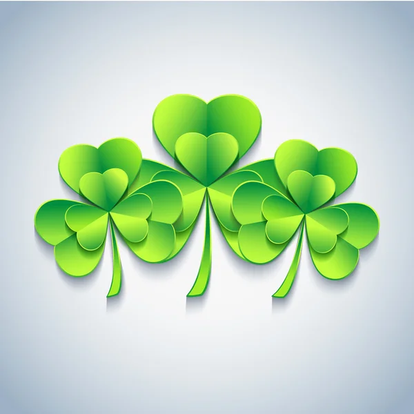 Stylish Patricks day card with green 3d leaf clover — Stock Vector
