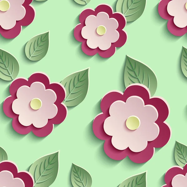 用 3d 鲜花花卉背景无缝模式 — 图库矢量图片