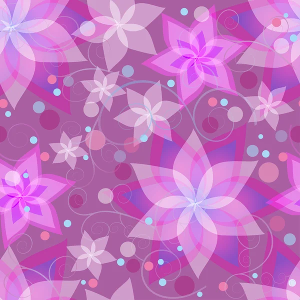 Seamless pattern with flowers lilies, circles and swirls