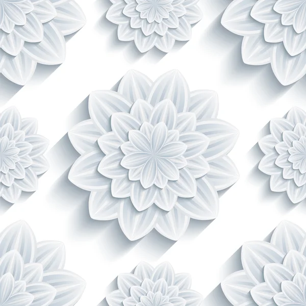 Hintergrund nahtlose Muster mit 3D-Blume Chrysantheme — Stockvektor