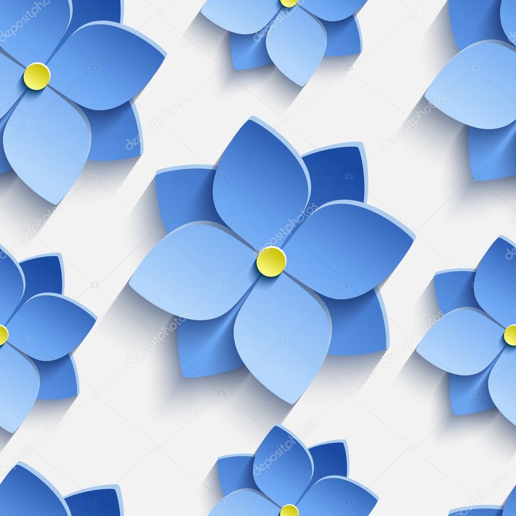 Seamless pattern with blue summer flowers violets