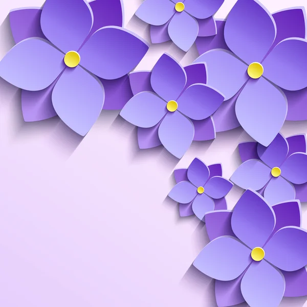 Fundo com roxo flores de verão violetas — Vetor de Stock