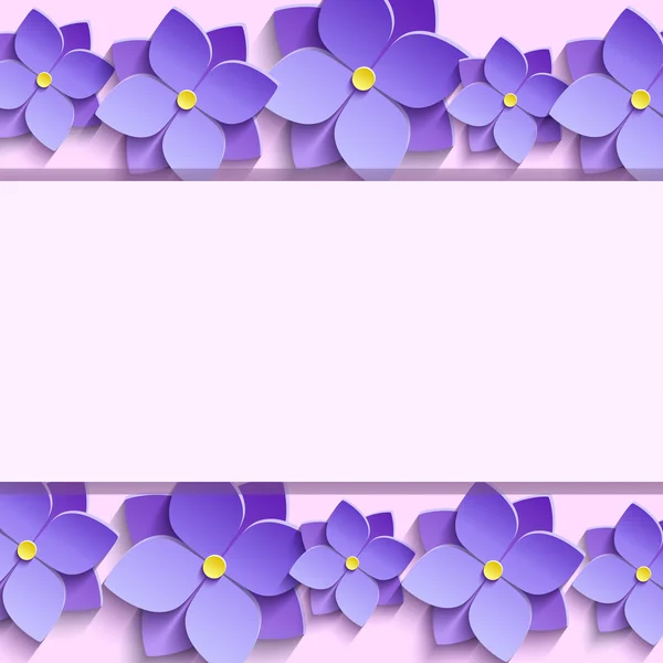 Feestelijke frame met zomer 3d bloemen viooltjes Rechtenvrije Stockvectors